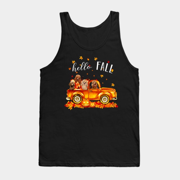 Poodle Hello Fall - Poodle In Car Pumpkin Halloween T-shirt Poodle Autunm Gift Tank Top by kimmygoderteart